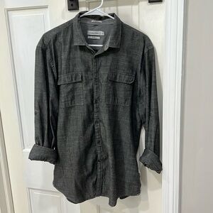 Size L Calvin Klein grey button down long sleeve shirt for men.